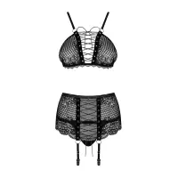 Obsessive's Black, Seductive Set with A Garter Belt - Basitta